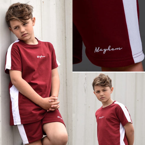 Mayhem Burgundy T-Shirt & Short Set