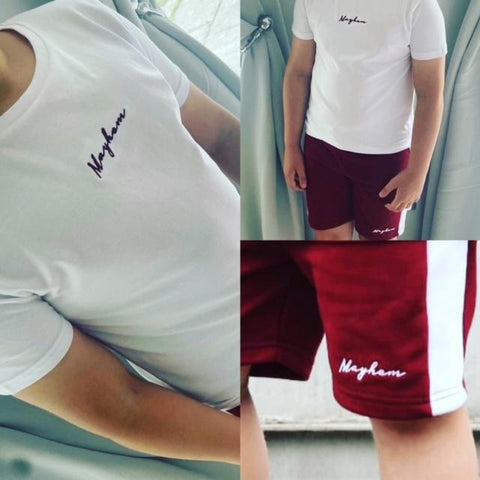 Mayhem Slim Fit T-Shirt & Burgundy Shorts