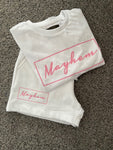 Girls Summer Set - Shorts & T Shirt Pink & White